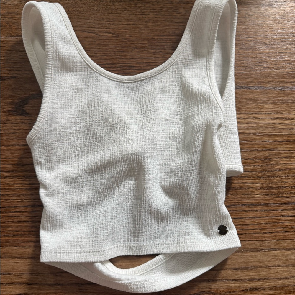 White Textured Sleeveless Top